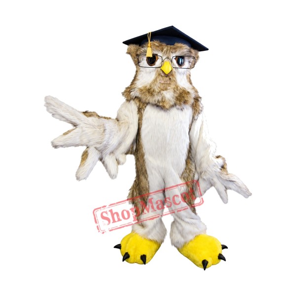 Deluxe Realistic Grey Owl Mascot Costume