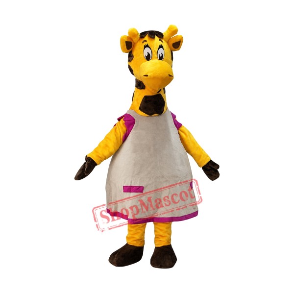 Happy Realistic Blue Giraffe Mascot Costume