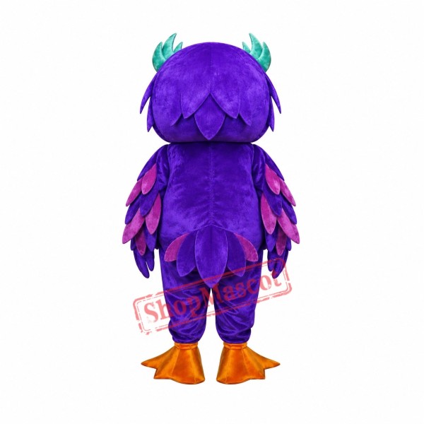 Purple Realistic Owl Mascot Costume Purple Realistic Owl Mascot Costume