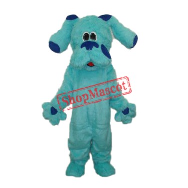 2nd Version Long Hair Blue Dog Mascot Adult Costume Free Shipping