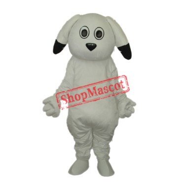 Black Ears White Dog Mascot Adult Costume Free Shipping