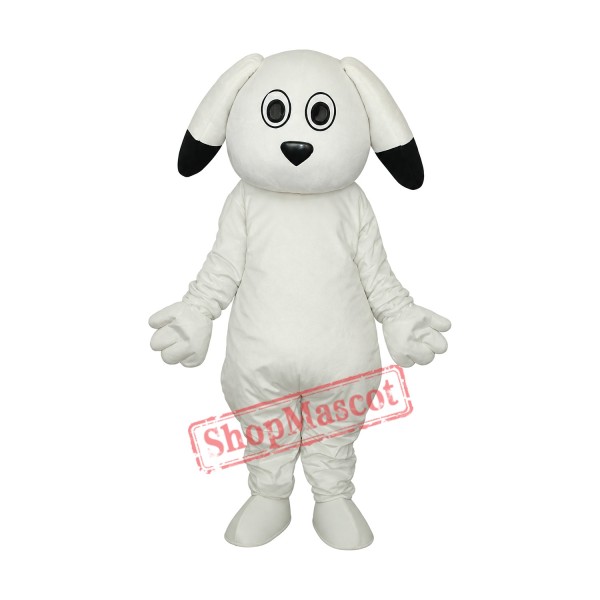 Black Ears White Dog Mascot Adult Costume Free Shipping