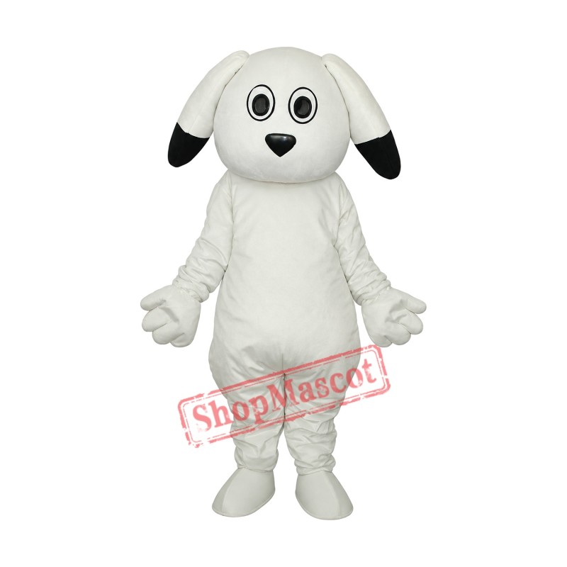 Black Ears White Dog Mascot Adult Costume Free Shipping Black Ears White Dog Mascot Adult Costume Free Shipping