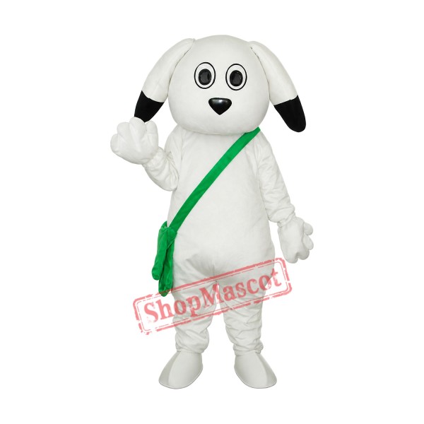 Green Bag White Dog Mascot Adult Costume Free Shipping