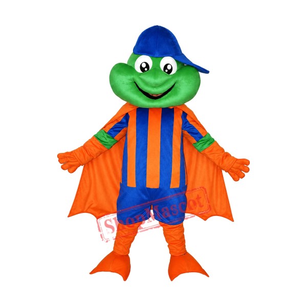 Happy Frog with Blue Hat Adult Mascot Costume Free Shipping Happy Frog with Blue Hat Adult Mascot Costume Free Shipping