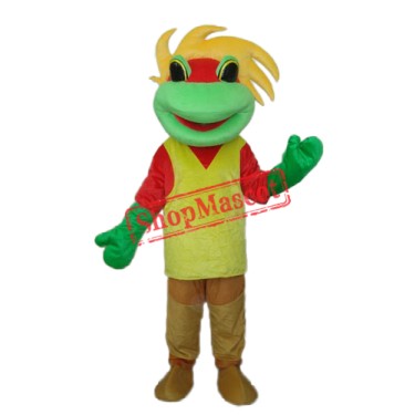 Yellow Green Red Frog Prince Mascot Adult Costume Free Shipping