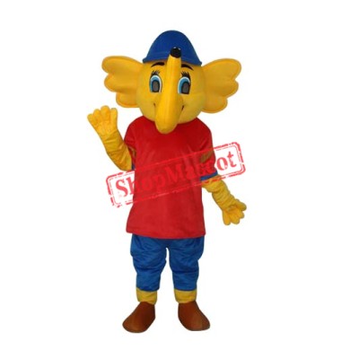 Yellow Red Big Elephant Mascot Adult Costume Free Shipping