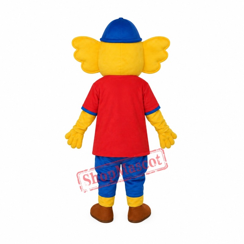 Yellow Red Big Elephant Mascot Adult Costume Free Shipping