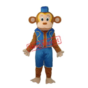Clown Monkey in Blue Vest Mascot Adult Costume Free Shipping