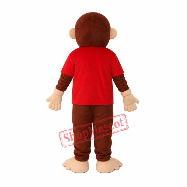 Happy Monkey in Red Shirts Mascot Adult Costume Free Shipping