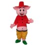 Red Hat Pig Mascot Adult Costume Free Shipping