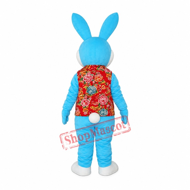 Blue Rabbit in Red Vest Mascot Adult Costume Free Shipping Blue Rabbit in Red Vest Mascot Adult Costume Free Shipping