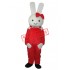 Red Overall Rabbit Mascot Adult Costume Free Shipping