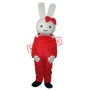 Red Overall Rabbit Mascot Adult Costume Free Shipping