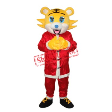 Yellow face Christmas Tiger Mascot Adult Costume Free Shipping
