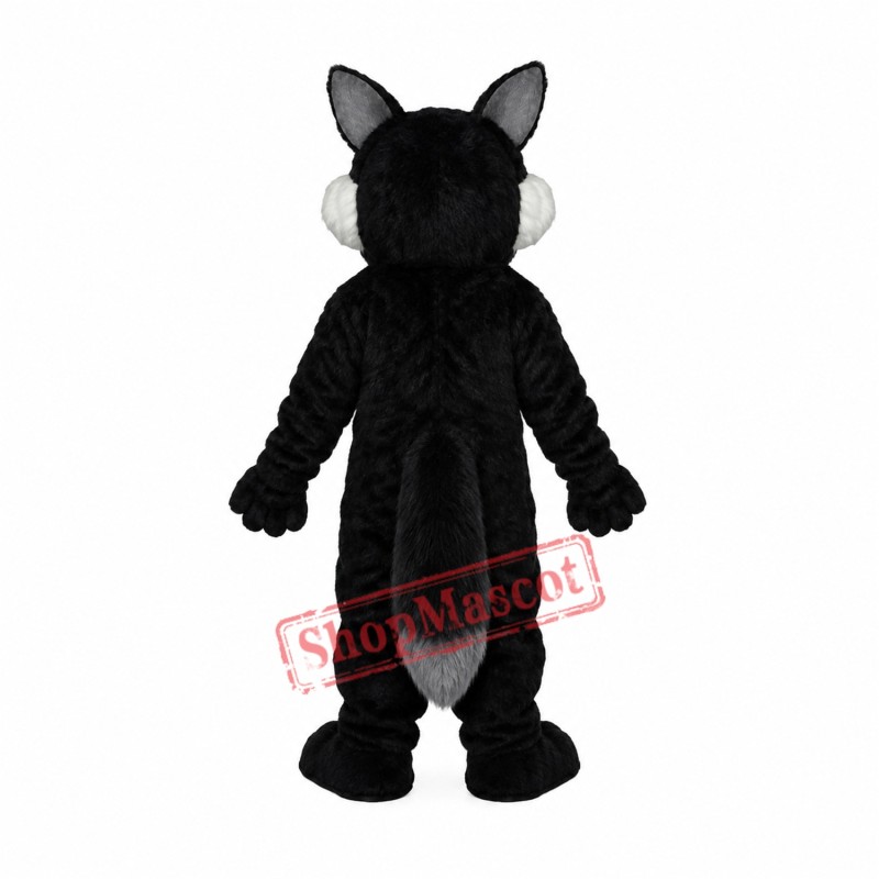 Long Wool Big Black Wolf Mascot Adult Costume Free Shipping Long Wool Big Black Wolf Mascot Adult Costume Free Shipping