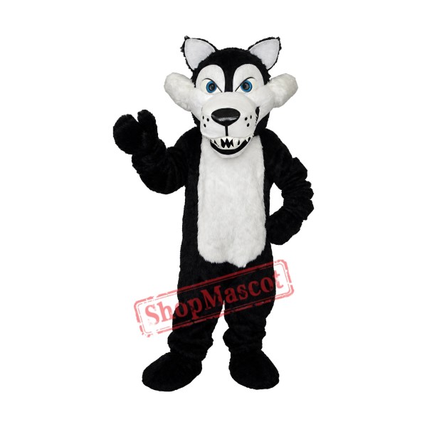Long Wool Big Black Wolf with White Belly Mascot Adult Costume Free Shipping Long Wool Big Black Wolf with White Belly Mascot Adult Costume Free Shipping