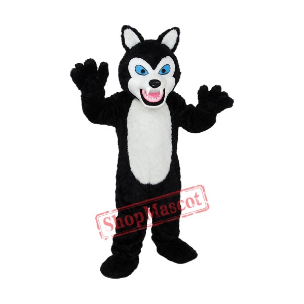 Long-haired Black White Wolf Mascot Adult Costume Free Shipping Long-haired Black White Wolf Mascot Adult Costume Free Shipping