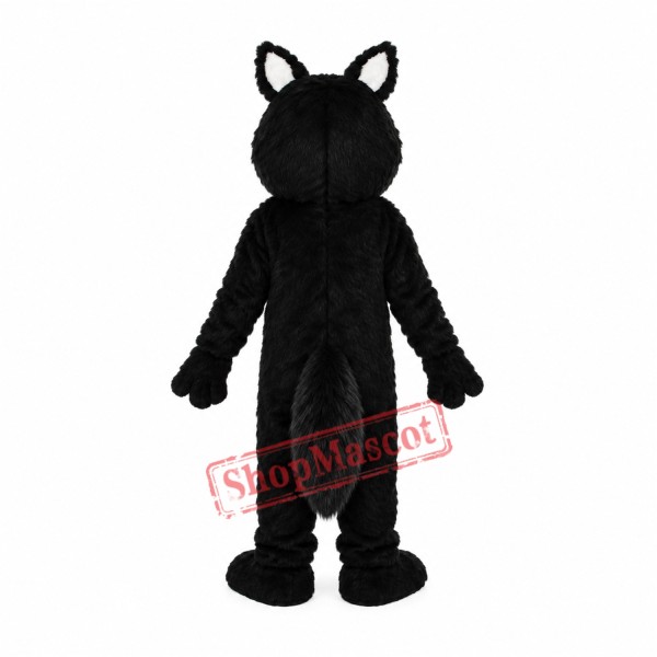 Long-haired Black Wolf Mascot Adult Costume Free Shipping Long-haired Black Wolf Mascot Adult Costume Free Shipping
