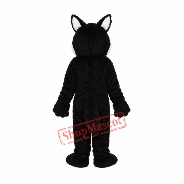 Thin Teeth Long-haired Black Wolf Mascot Adult Costume Free Shipping Thin Teeth Long-haired Black Wolf Mascot Adult Costume Free Shipping