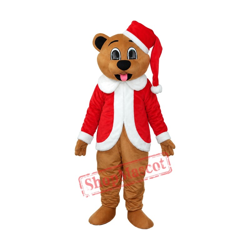 Brown Christmas Bear Mascot Adult Costume Free Shipping