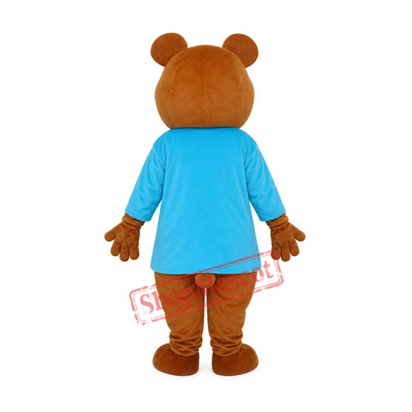Mr.Bear in Blue T-shirt Mascot Adult Costume Free Shipping