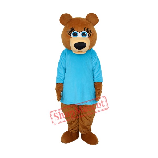 Ms.Bear in Blue T-shirt Mascot Adult Costume Free Shipping Ms.Bear in Blue T-shirt Mascot Adult Costume Free Shipping