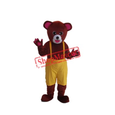 Brown Yellow Bear Mascot Adult Costume Free Shipping