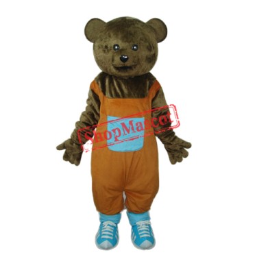 Teddy Bear in Orange Overall Mascot Adult Costume Free Shipping