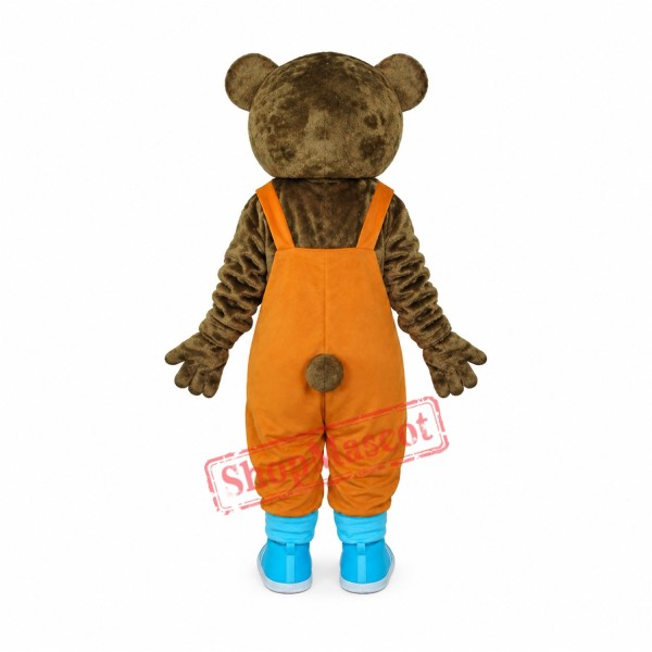 Teddy Bear in Orange Overall Mascot Adult Costume Free Shipping Teddy Bear in Orange Overall Mascot Adult Costume Free Shipping