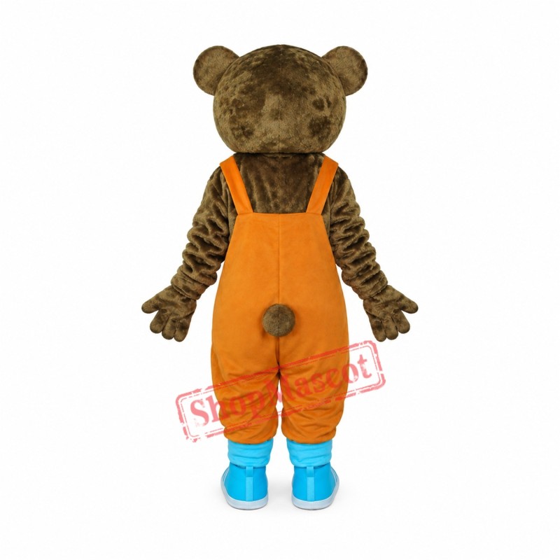 Teddy Bear in Orange Overall Mascot Adult Costume Free Shipping Teddy Bear in Orange Overall Mascot Adult Costume Free Shipping