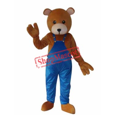 Teddy Bear in Overalls Mascot Adult Costume Free Shipping