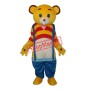 Yellow Bear Wear Blue overalls Mascot Adult Costume Free Shipping