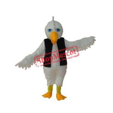 White Eagle in Black Vest Mascot Adult Costume Free Shipping