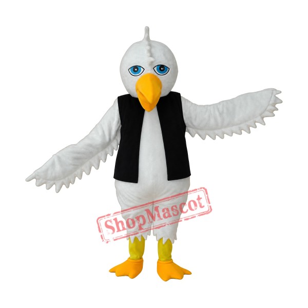 White Eagle in Black Vest Mascot Adult Costume Free Shipping