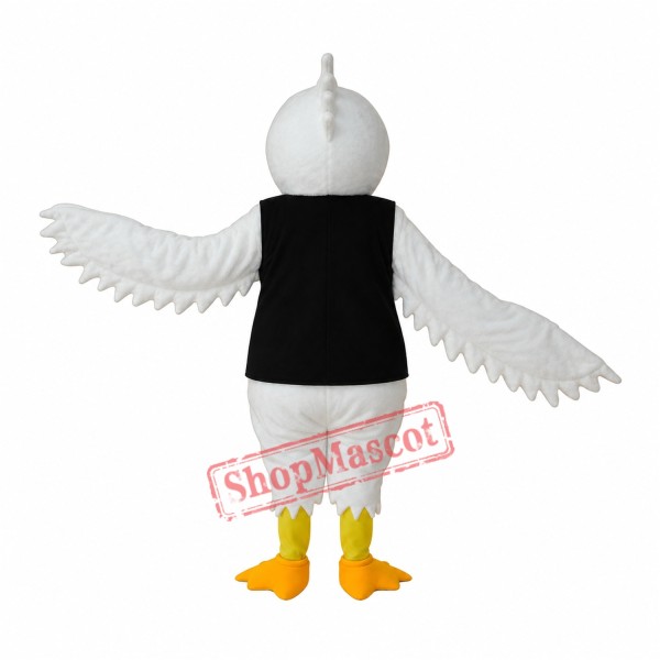 White Eagle in Black Vest Mascot Adult Costume Free Shipping White Eagle in Black Vest Mascot Adult Costume Free Shipping