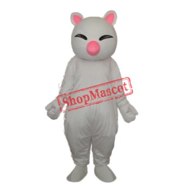 Big Pink Nose White Cat Mascot Adult Costume Free Shipping