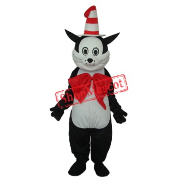 Black Cat with Hat Mascot Adult Costume Free Shipping
