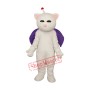 Pink Nose White Cat Mascot Adult Costume Free Shipping