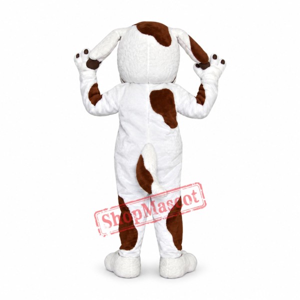 Cute White & Brown Dog Mascot Costume