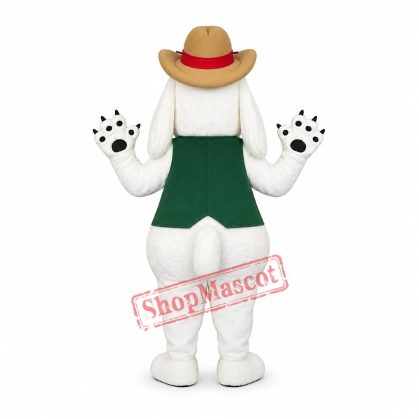 Smiling White Dog Mascot Costume Smiling White Dog Mascot Costume