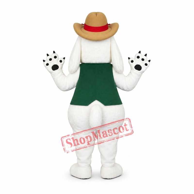 Smiling White Dog Mascot Costume Smiling White Dog Mascot Costume