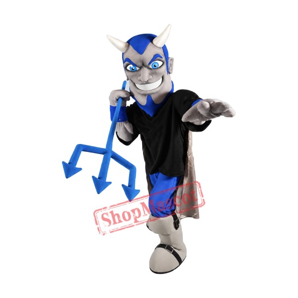 Grey & Blue Devil Mascot Costume Grey & Blue Devil Mascot Costume