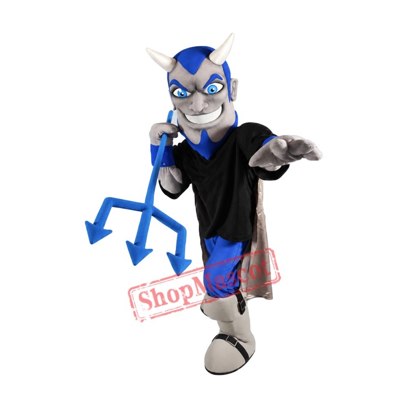 Grey & Blue Devil Mascot Costume Grey & Blue Devil Mascot Costume
