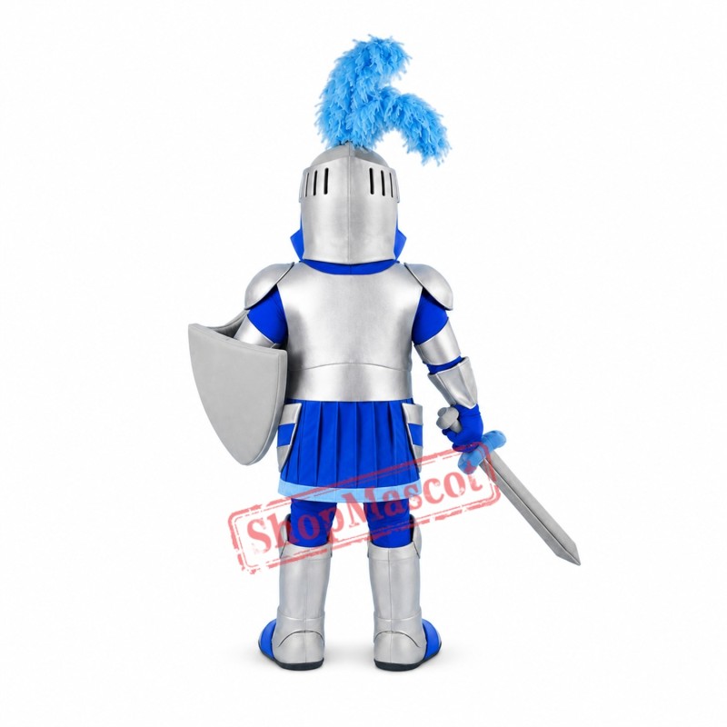 Silver & Blue Knight Mascot Costume Silver & Blue Knight Mascot Costume