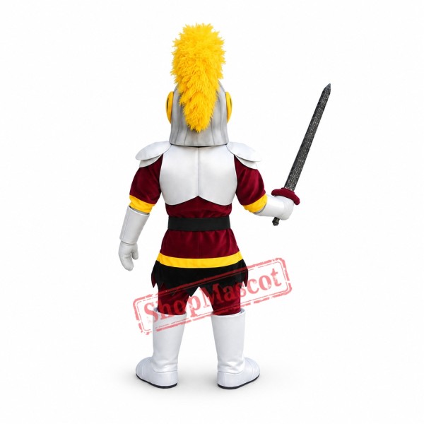 Silver & Red Knight Mascot Costume Silver & Red Knight Mascot Costume