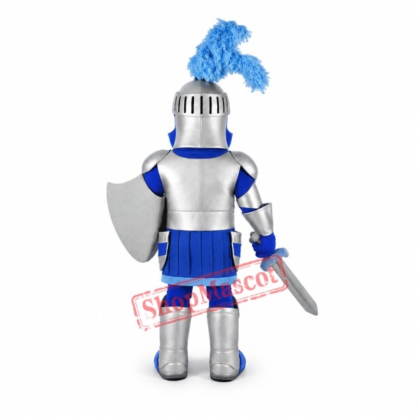 Blue & Silver Knight Mascot Costume Blue & Silver Knight Mascot Costume