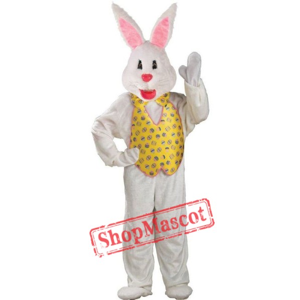 White Adult Easter Bunny Mascot Costume