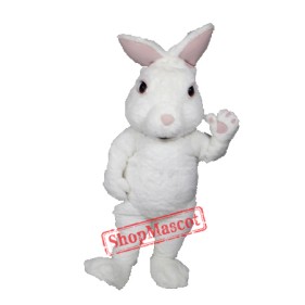 White Fuzzy Bunny Mascot Costume