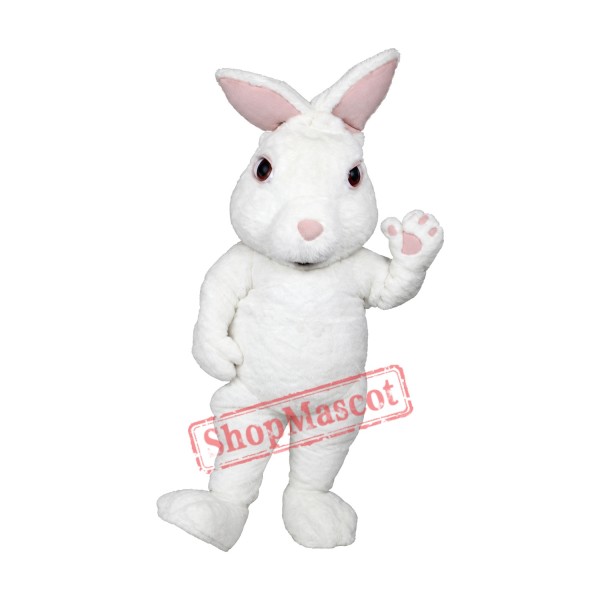 White Fuzzy Bunny Mascot Costume